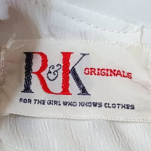 EUC: Vintage 60s R&K Originals White Floral Dacron A-Line Dress Size 16 - Picture 4 of 10